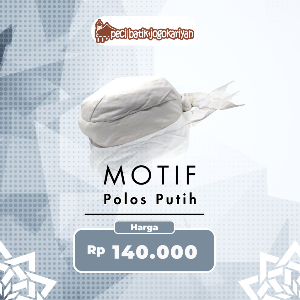 Peci Batik Jogokariyan Motif Putih Polos Original