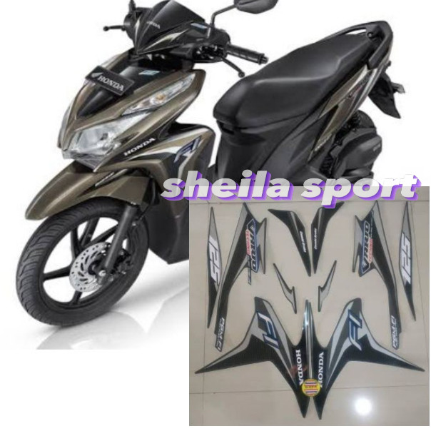 Striping sticker lis body honda vario techno 125 fi old lama iss 2014 coklat brown kualitas bagus