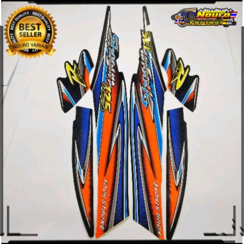 Aksesoris striping suzuki shogun r 125 2004 2005 hitam biru body standar berkualitas