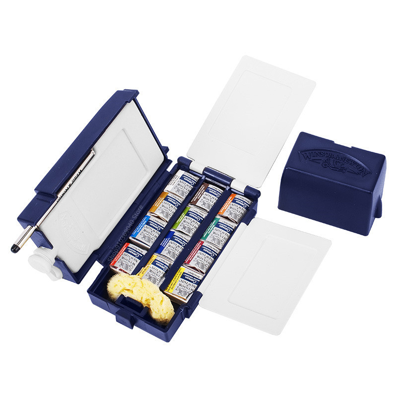 

Winsor Newton Watercolor Travel Set Portable 12-color Half-block Luxury Sketch Special Beginner Hand-painted Art Supplies