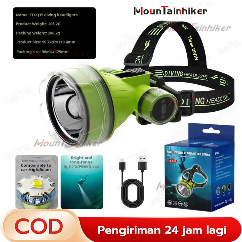 【COD】Senter selam diving light charging senter selam kepala,senter gengam selam- cahaya terang - jar