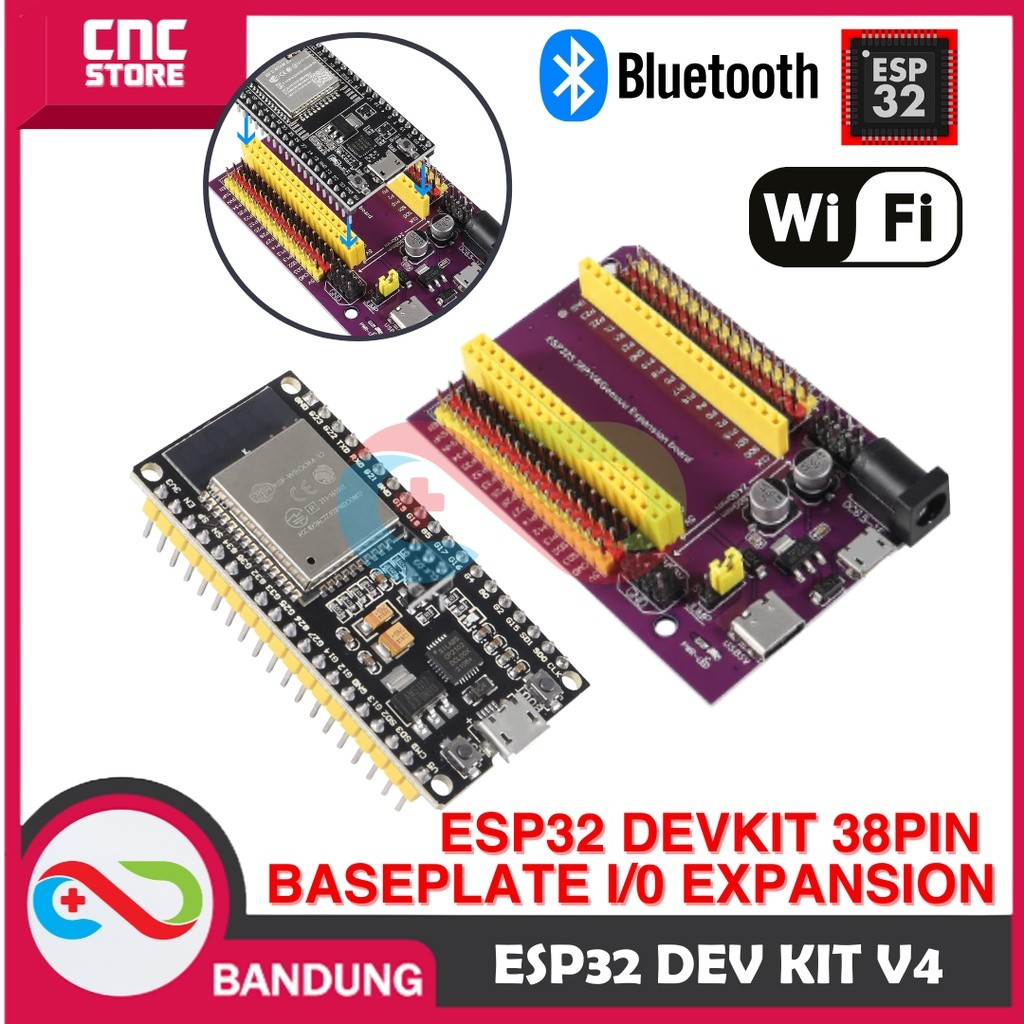 

ESP32 ESP-32 DOIT WIFI BLUETOOTH IOT ESP-32S DEVELOPMENT BOARD 38 PIN PLUS EXPANSION BASE PLATE