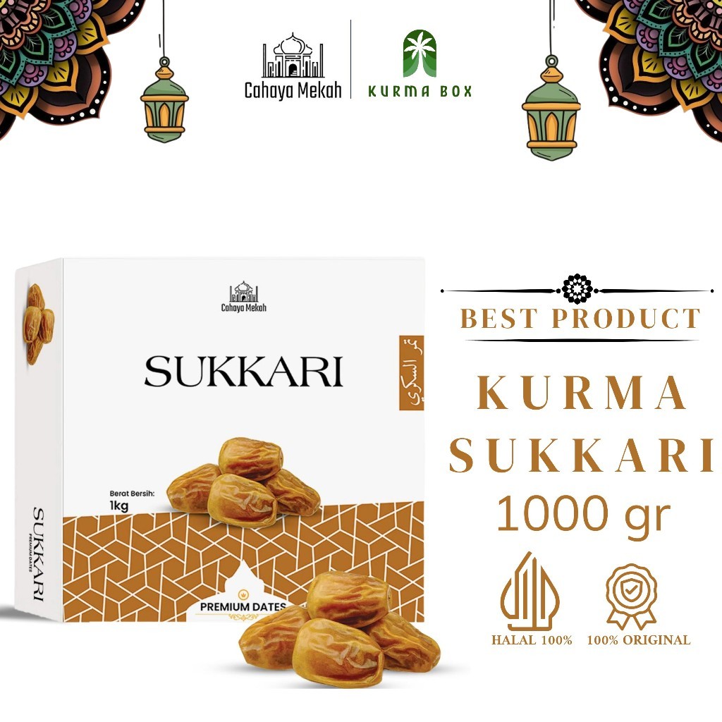 

Cahaya Mekah Kurma Sukkari Raja Asli Oleh Oleh Haji Kemasan Box1kg Premium Original High Quality