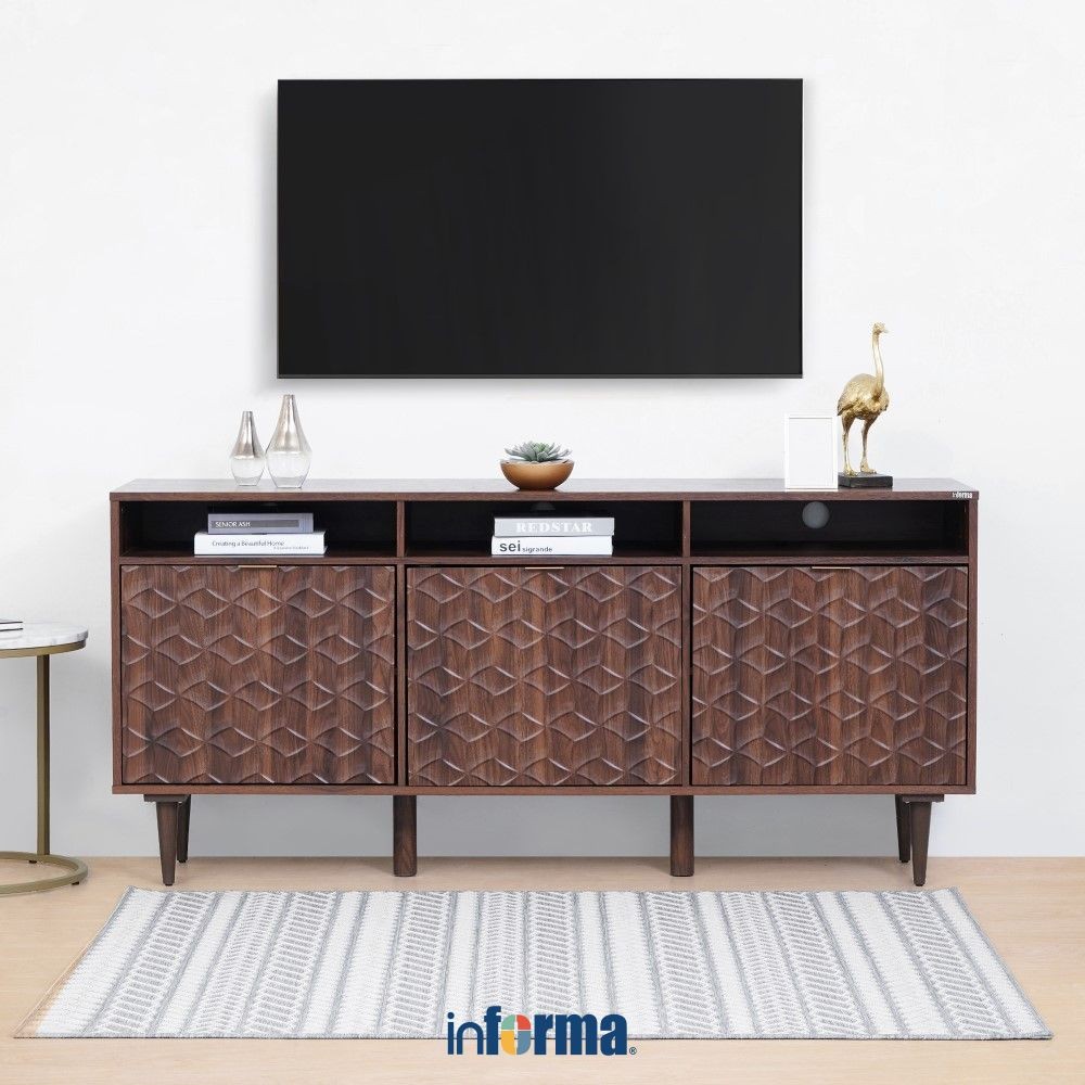 Informa Langdon Rak Tv High Stand - Cokelat Walnut Tv Stand Furnitur Indoor Rumah Meja Rak Tivi Temp