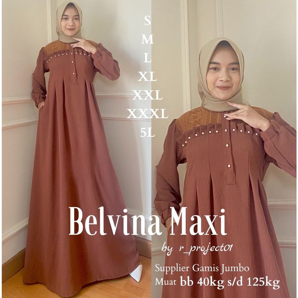 GAMIS KONDANGAN JUMBO | LD 140 130 120 110 dst | CEY CRINKLE MIX BRUKAT PREMIUM | BELVINA MAXI DRESS