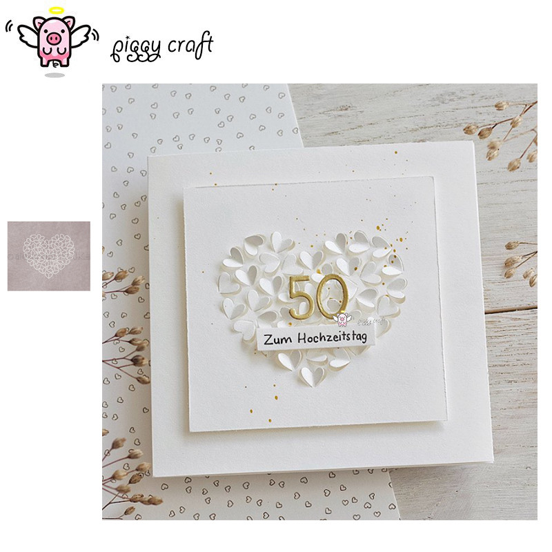 

Piggy Craft metal cutting dies cut die mold Heart background Scrapbook paper craft knife mould blade punch stencils dies