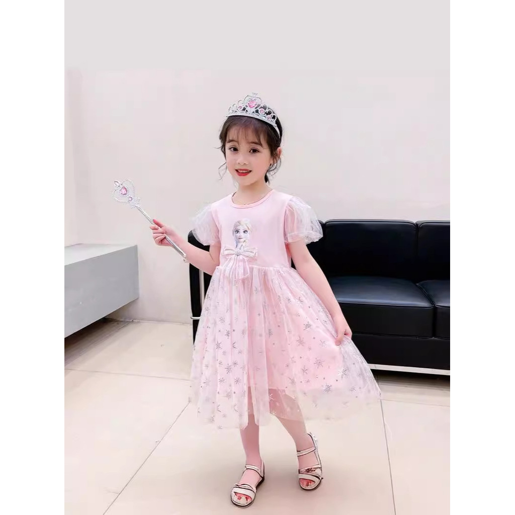 Dress Frozen Pita Anak Perempuan Kids Baju Princess Elsa Dress Elsa Frozen 1- 8 Tahun