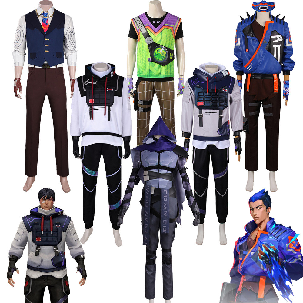 Male ISO Omen Yoru Gekko Phoenix Cosplay Costume Game VALORANT Jacket Vest Pants Gloves Adult Men Ha