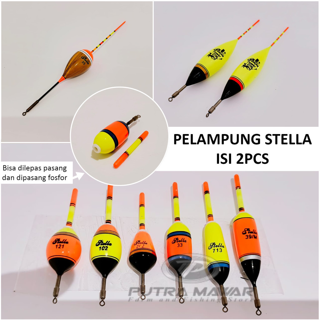 Pelampung Stella Panjang 7cm 8cm 10cm 11.5cm 20cm Isi 2 Pcs Kumbul Kambangan Pancing Anti Badai Fosf