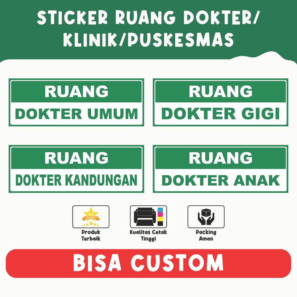 

Sticker Ruang Dokter/Klinik/Puskesmas – Penanda Ruangan Medis, Material Vinyl, Bisa Custom Ukuran