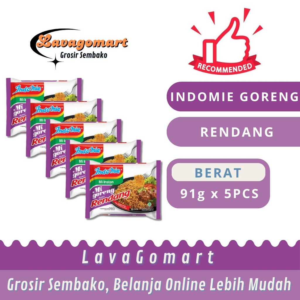 

INDOMIE GORENG RENDANG 91g - 5 PCS - LAVAGOMART - BANDUNG