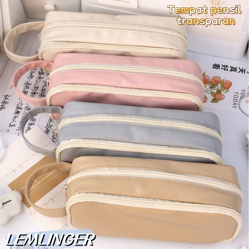 

【LEMLINGER】Kotak pensil tas alat tulis kapasitas besar tas pensil transparan kapasitas besar perlengkapan sekolah kotak pensil celana kotak pensil siswa tas alat tulis