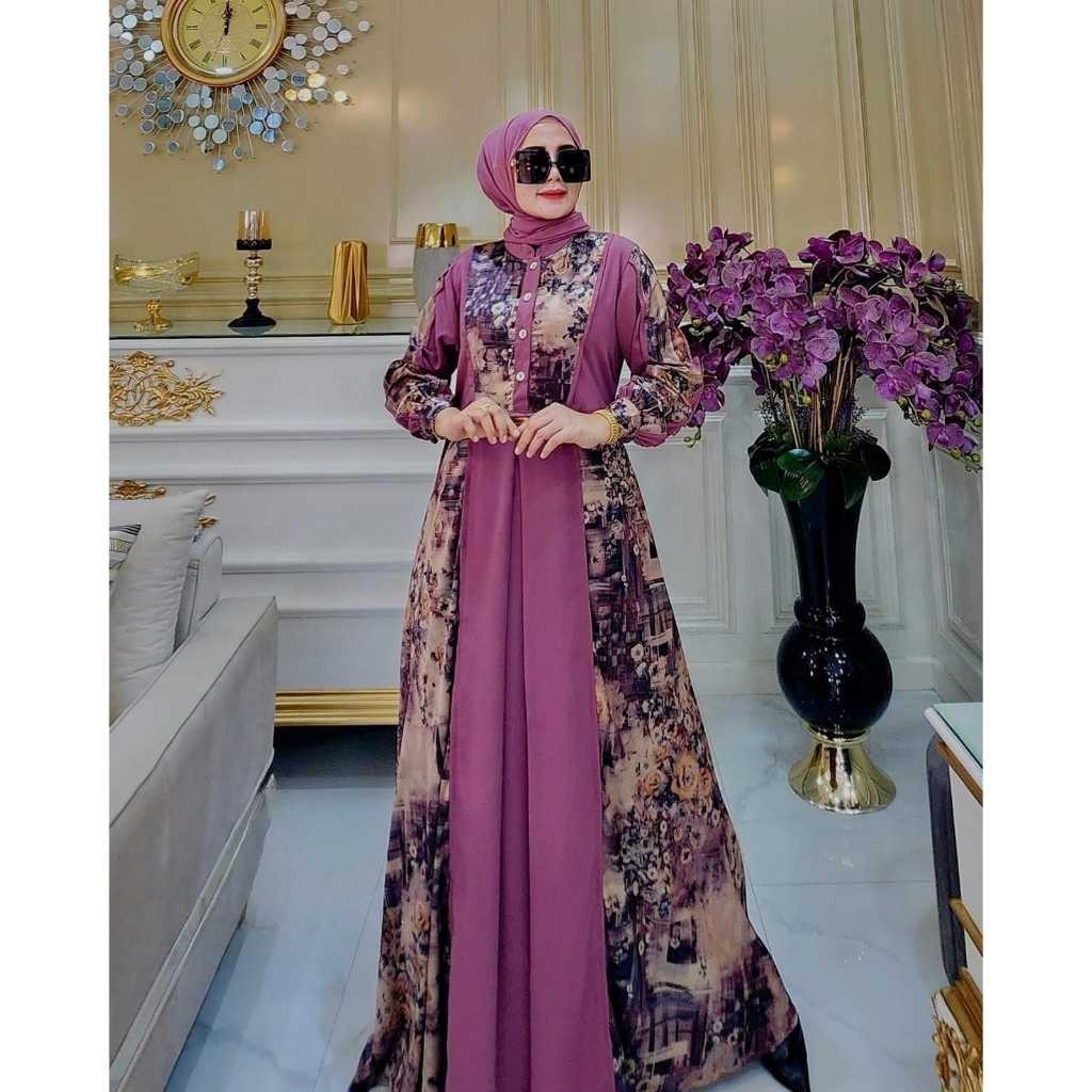 Gamis Syari Nadira Model Terbaru Tahun 2025 - Dress Motif Formal Muslim Gamis Simple - Gamis Lebaran