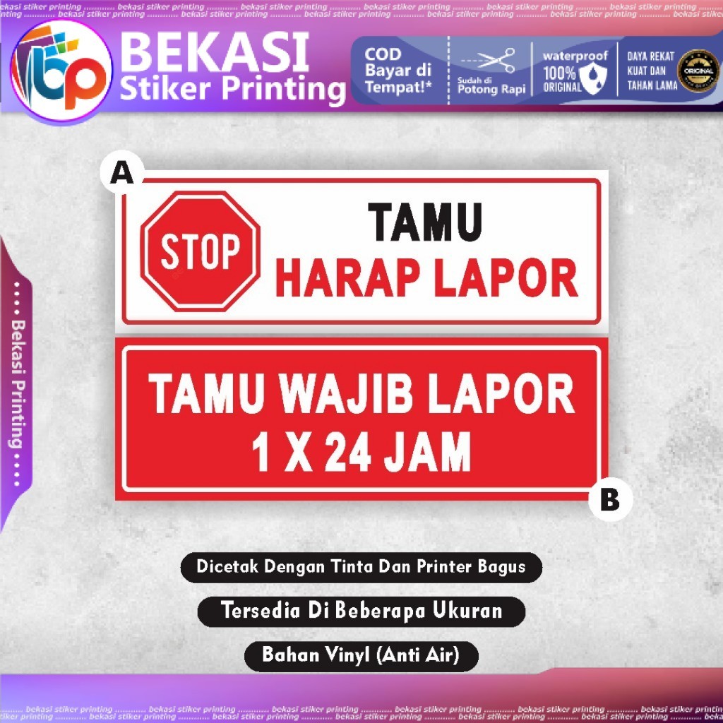 

Stiker Tamu Harap Lapor Stiker Tamu Wajib lapor 1x24 Jam