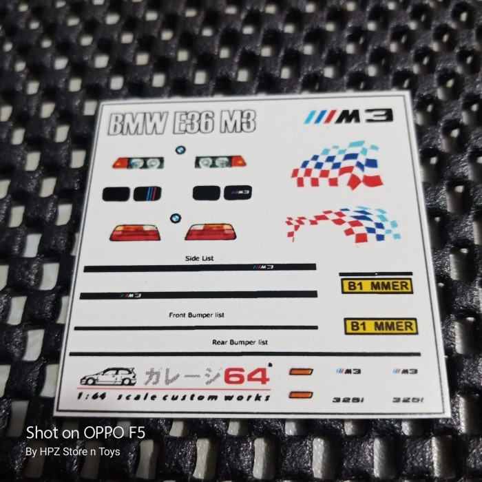 Decal Set Hotwheels BMW E36 Custom Transparant
