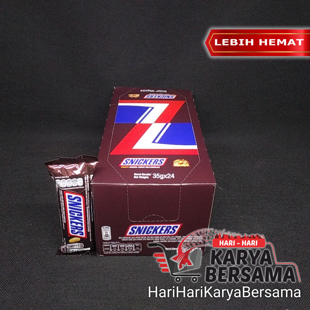 

MAKANAN RINGAN SNICKERS COKELAT PEANUT ORIGINAL BOX ISI 24'S X 35GR