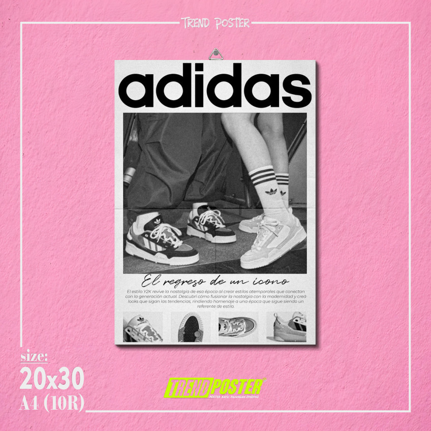 Poster Dinding Poster Kayu Sport Casual Adidas 20X30Cm Poster Addidas Brand Addidas Shoes Pajangan