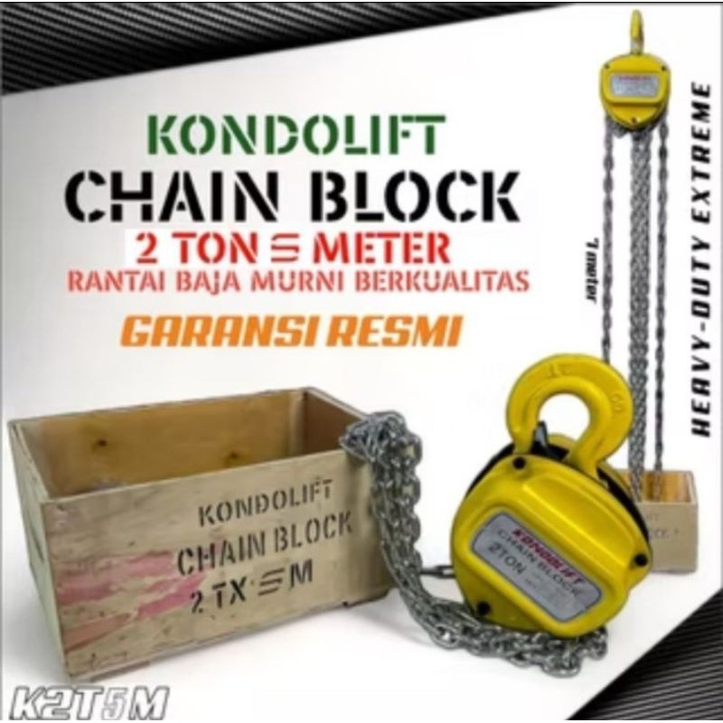 Kondolift 2ton chain block Katrol 2ton 5meter kondolift baru kerekan derek Takel 1ton x 5meter