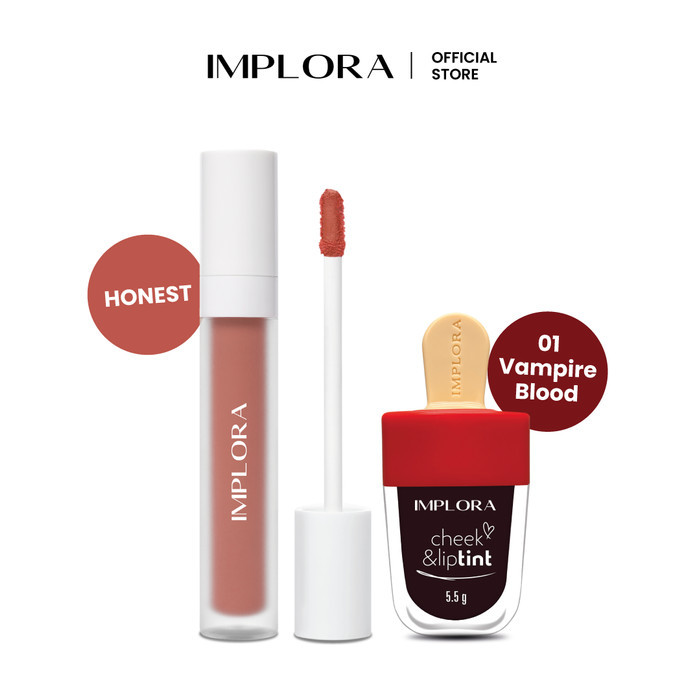 Implora Korean Dewy Ombre Lips (Honest Lip Velvet + Lip Tint) - Vampire Blood