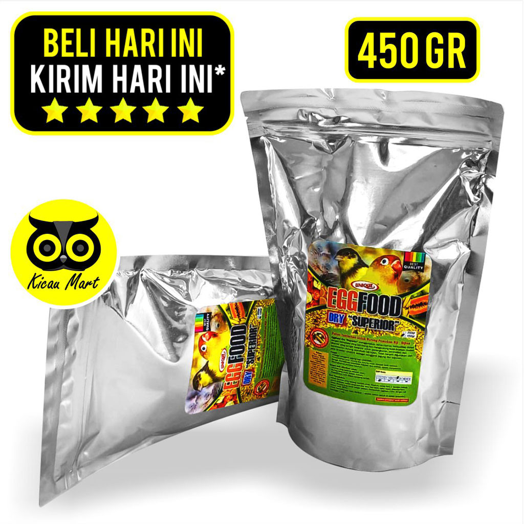 KICAU MART PAKAN MAKANAN BURUNG KENARI LOVEBIRD FINCH EKSTRA EF EGG FOOD DRY SUPERIOR UNIQUE 450 GRA