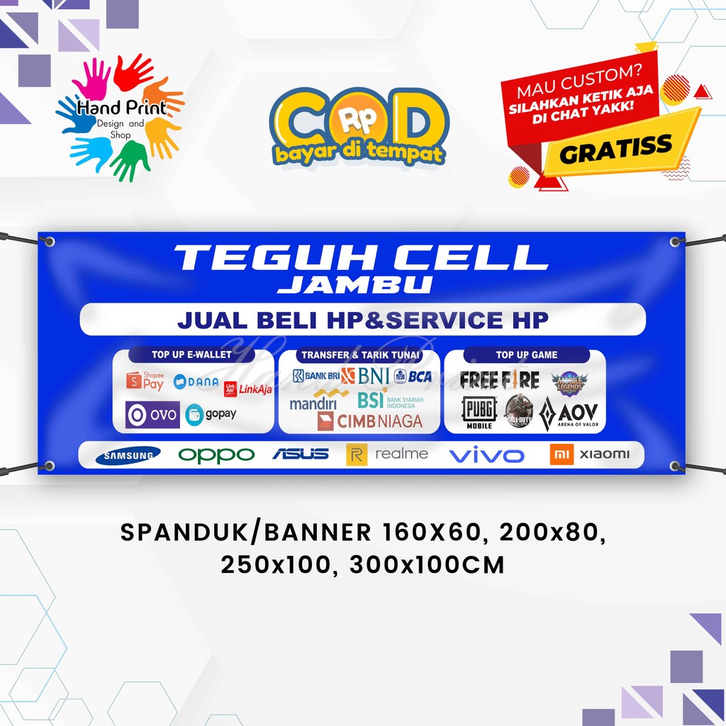 Cetak Spanduk Banner Konter Service HP MMT Spanduk Custom 300x100CM