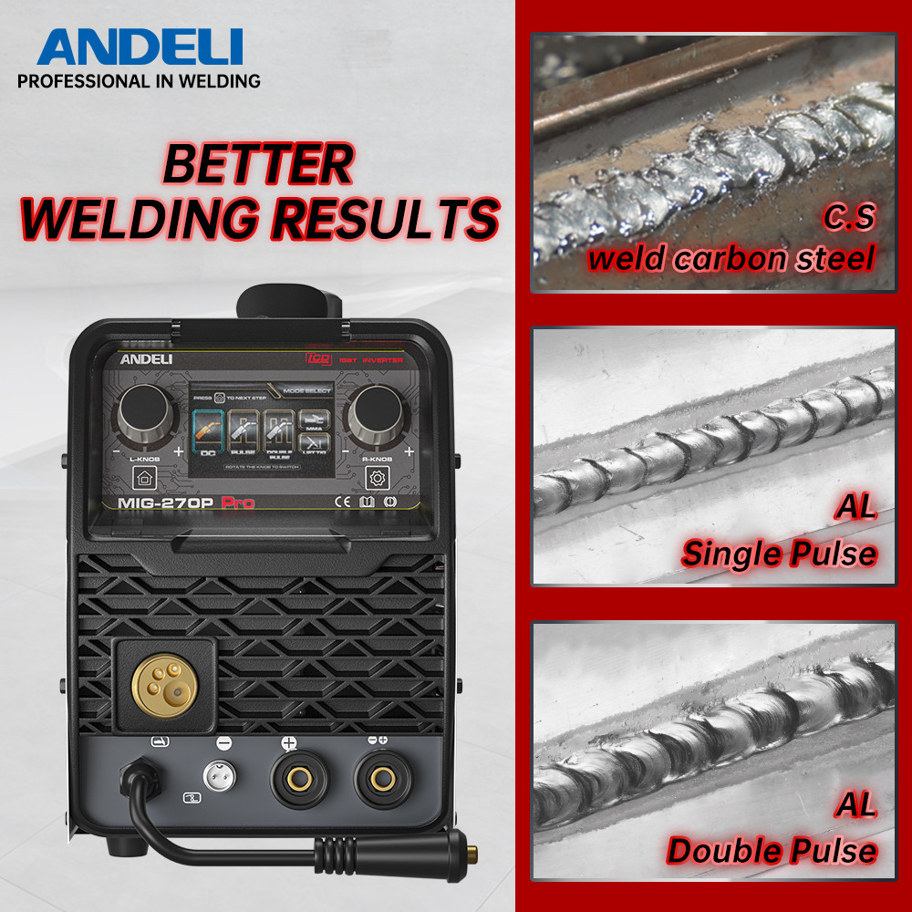 

Semi-Automatic Welding Machine ANDELI MIG-270P PRO Double Pulsed MIG Welder Professional MIG MAG Aluminum Weld Equipment