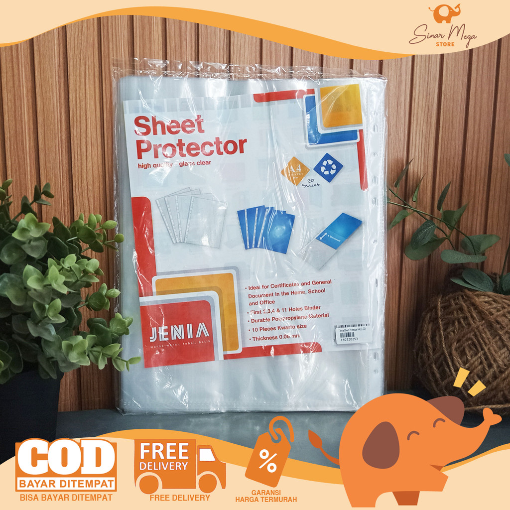 

Jenia Sheet Protector A4 Isi 20 Lembar - Plastik Pelindung Dokumen Murah