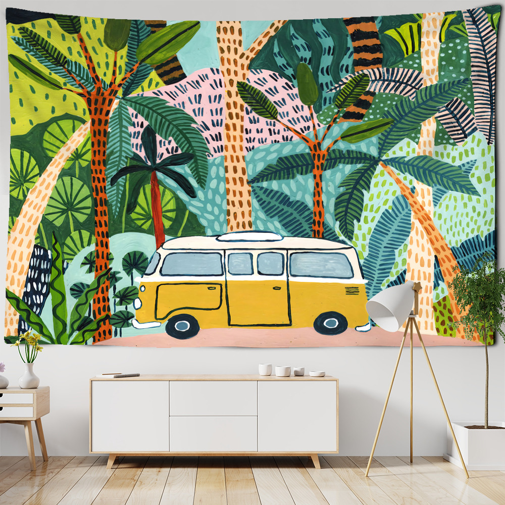 

Oil Painting Tropical Plants Tapestry Wall Hanging Living Room Bedroom Headboard Wall Art Sheets Home Decor