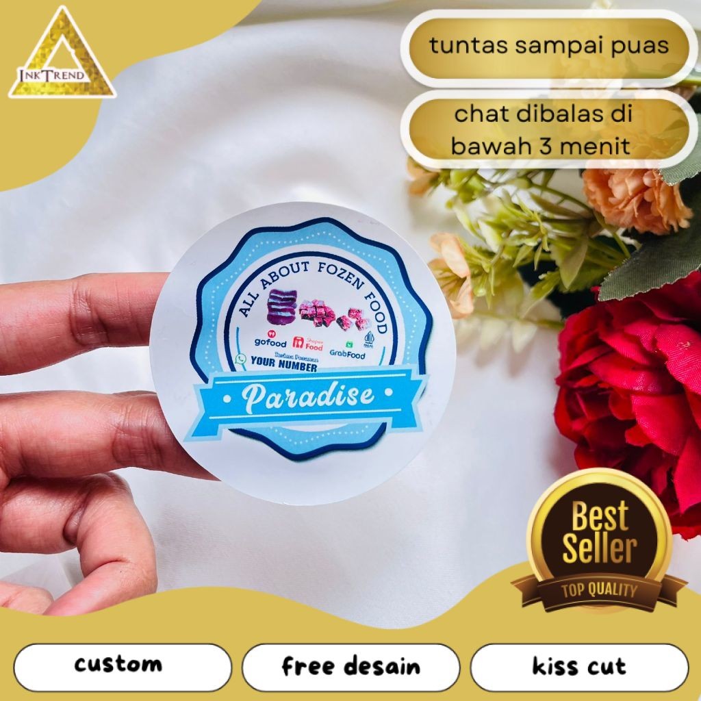 

INKA Cetak Stiker Vinyl Frozen Food Sticker Label Makanan Beku Basah Anti Air Free Desain Custom