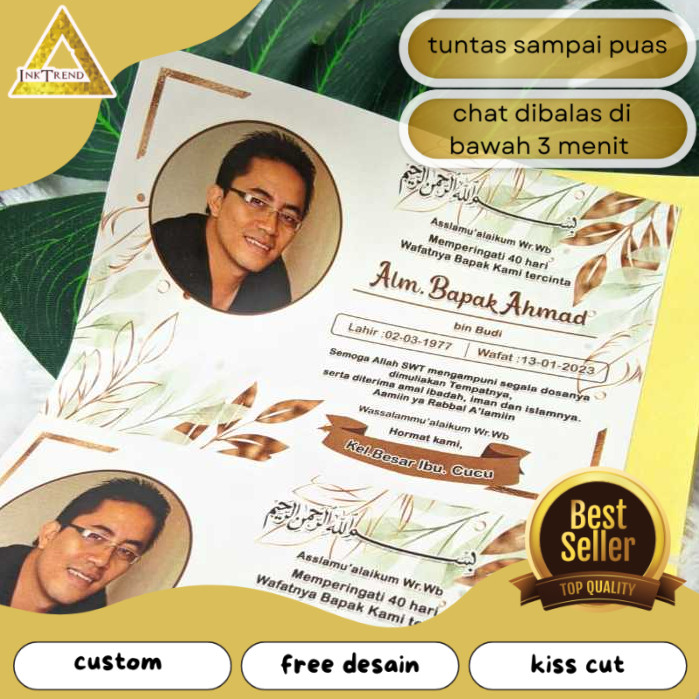 

INKA Cetak Sticker Label Tahlil Stiker Dus Box Makanan Mengenang Wafatnya 40 100 1000 hr Free Desain