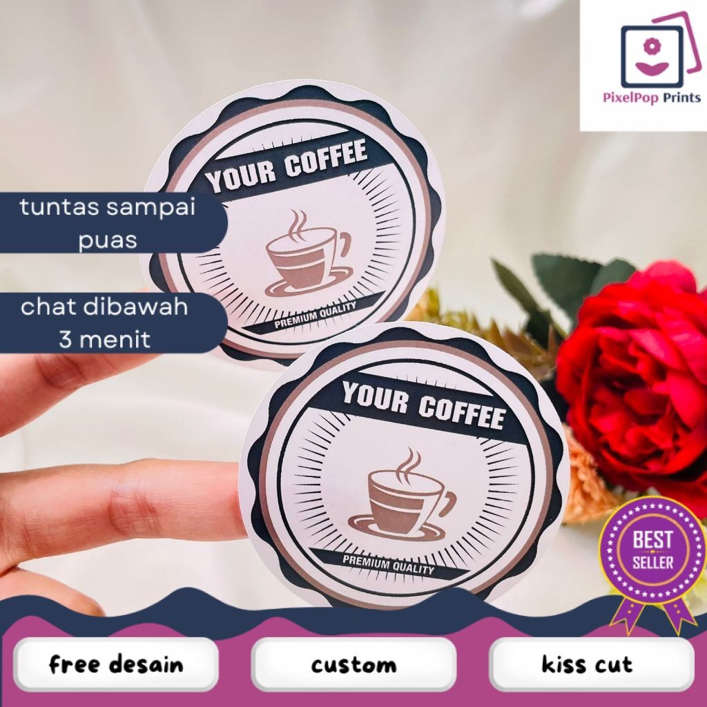 

Opikapip 9-15 Cetak Sticker Label Minuman Coffe Free Desain Bulat Chromo Murah Kemasan Kopi