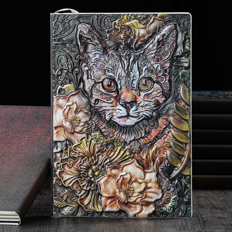 

Bview Art Cat Leatherette Notebook A5 Hardcover Vintage Diary Notebook Handbook Pet Life Record Book