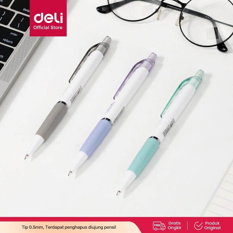 

Deli Pensil Mekanik Cetek Mechanical Pencil 0.5 mm Tip Dilengkapi Klip S327