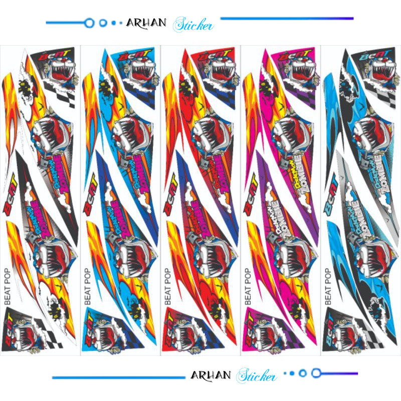{HS} JUAL STIKER MOTOR HONDA BEAT POP DORAEMON ZOMBIE STRIPING VARIASI MURAH