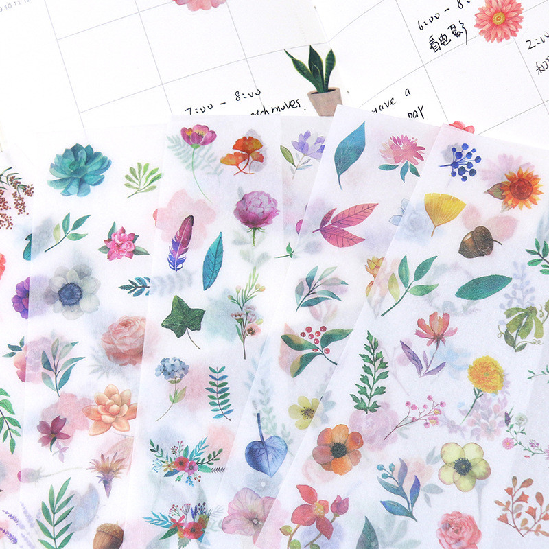 

6 sheets/pack Kawaii Washi Decorative Stickers Label Scrapbooking Cute Whale Flower Girls Stationery Stickers DIY Diary Album