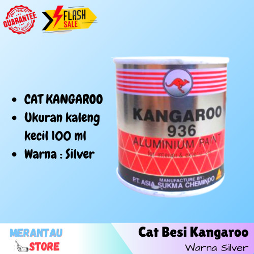 Cat Besi Warna Silver Kangaroo 936 Ukuran 100 ml Cat Besi Pagar Murah Cat Alumunium Kaleng Metal