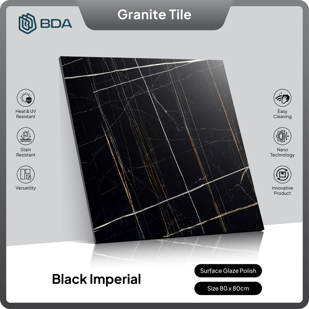 BDA Granite Tile Granit 80x80 Keramik 80x80 Keramik Lantai 80x80 Keramik Dinding Black Imperial