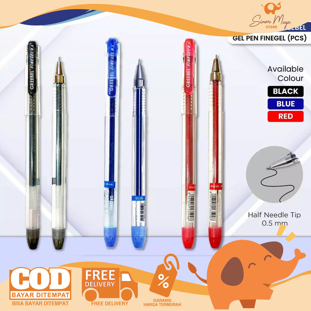 

GREEBEL Pulpen Gel Pen 0.5mm GP-501 Fine Gel Tahan Air DIJUAL SATUAN Murah