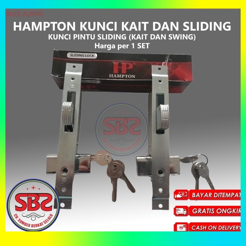HAMPTON KUNCI PINTU ALUMUNIUM SLIDING MODEL KAIT DAN SWING