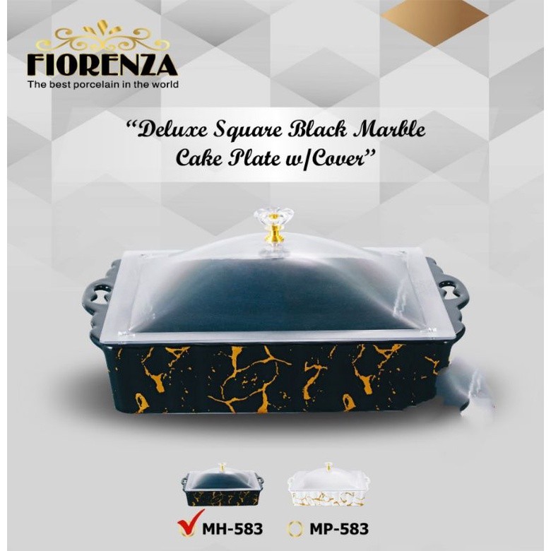 Piring kue Persegi Fiorenza Black Marble MH-583