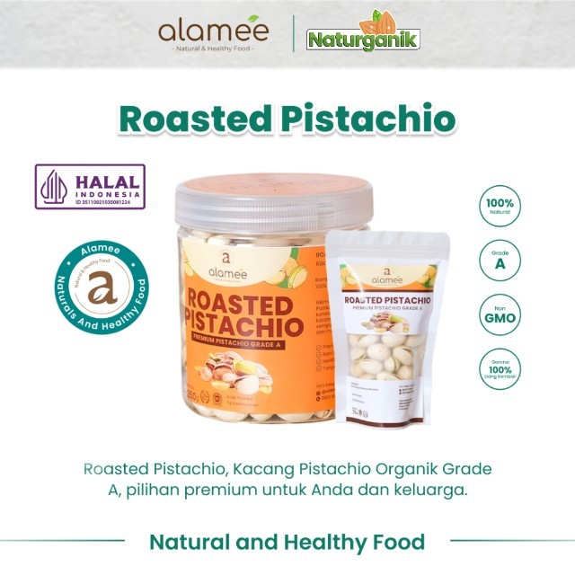 

ALAMEE Pistachio Kacang Pistacio Panggang Fustuk Roasted Premium Dalam Cangkang Renyah Organik Naturganik