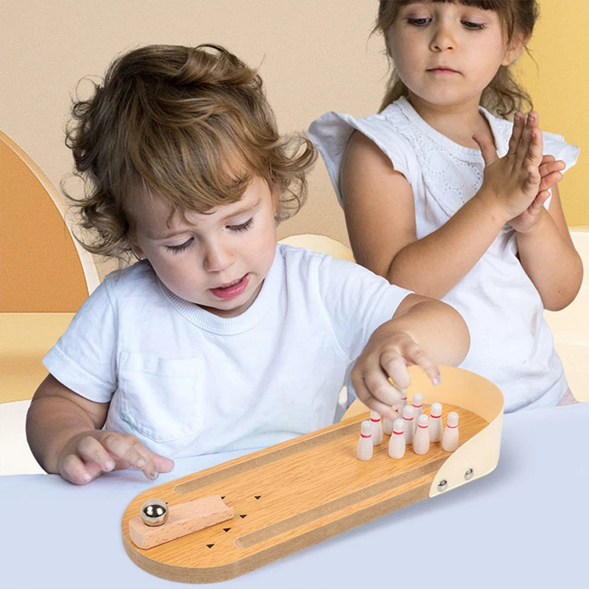 Mainan Bowling Mini Kayu Bowling Board Mainan Bowling Anak Mainan Keluarga Seru Mainan Edukasi