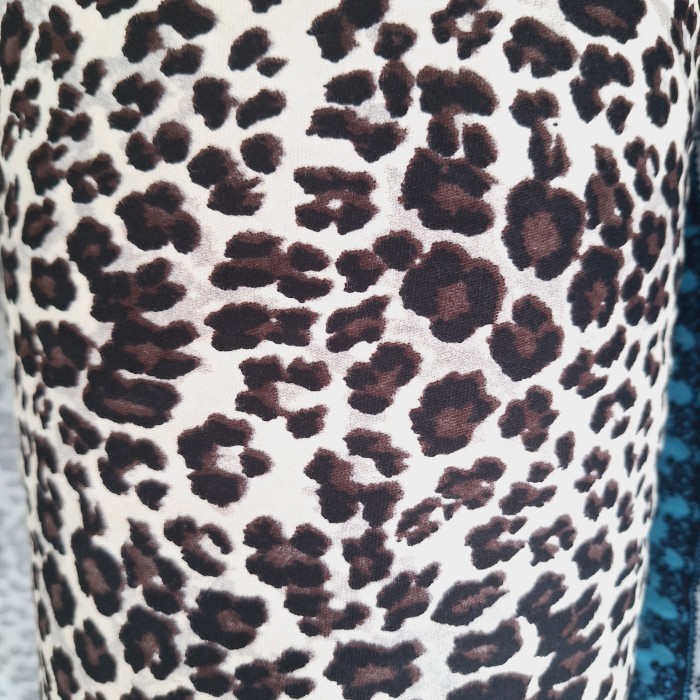 Kain Bahan Denim / jeans stretch  motif leopard