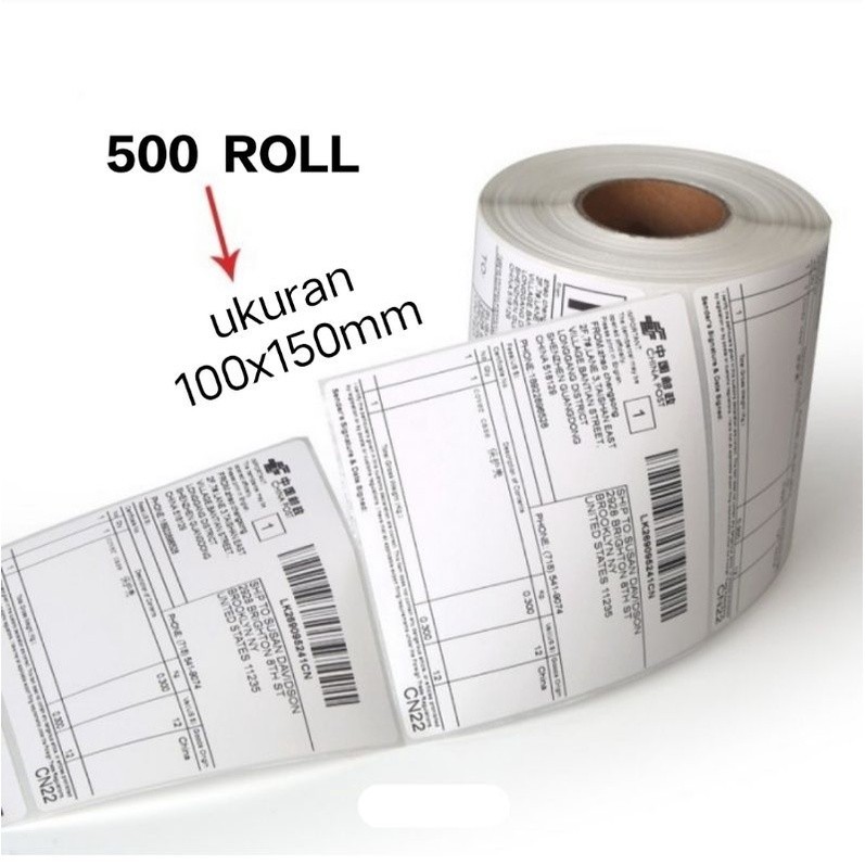 

Label Thermal Printer Kertas Stiker Ukuran 100x150 mm Isi 500/ROLL