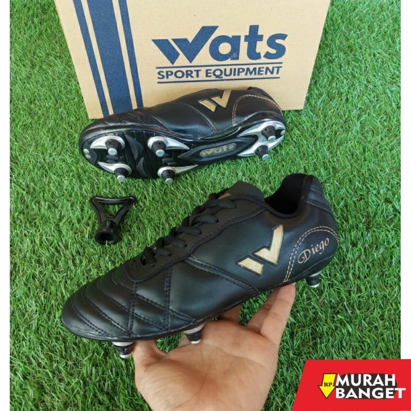 Sepatu specs keren- Sepatu bola PULL BESI kulit black series WATS Diego original free deker dan tas