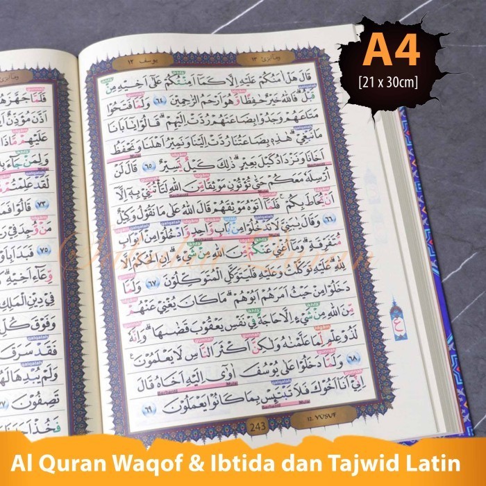 Terlaris ✨ -Al Quran Al Amin A4 Non Terjemah Waqof & Ibtida Tajwid Latin Warna