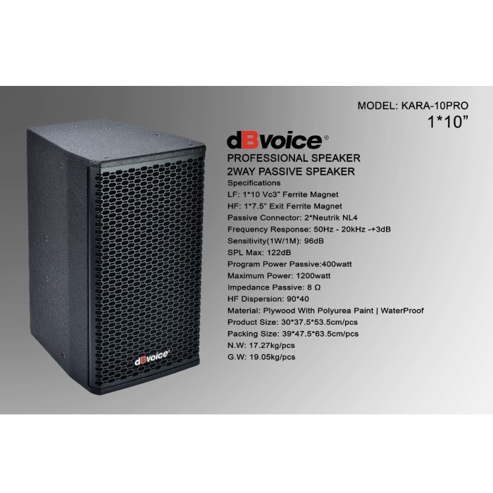 Speaker Pasif DB Voice KARA 10 PRO / 10" DbVoice KARA 10PRO Original