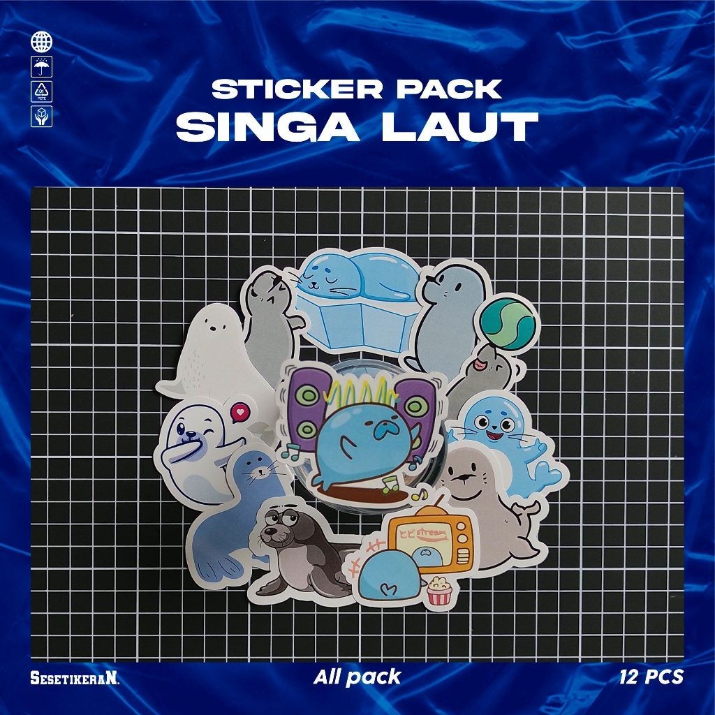 

COD✨ Sesetikeran Stiker Pack Singa Laut Lucu Untuk Koper Laptop Skateboard