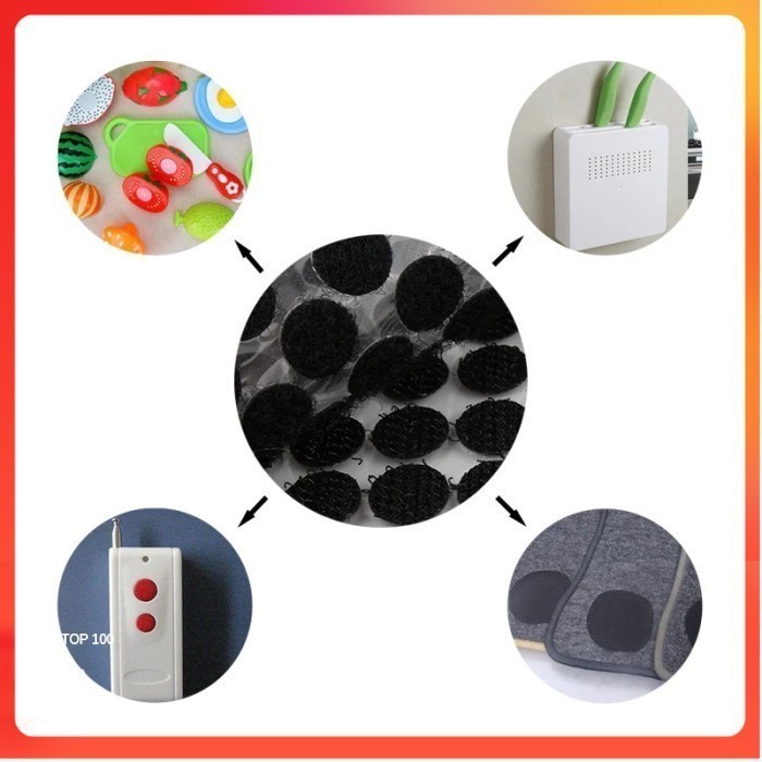 

Tape Lakban Dot Velcro Hook and Loop Sticker 450 Pairs 10 mm - Black