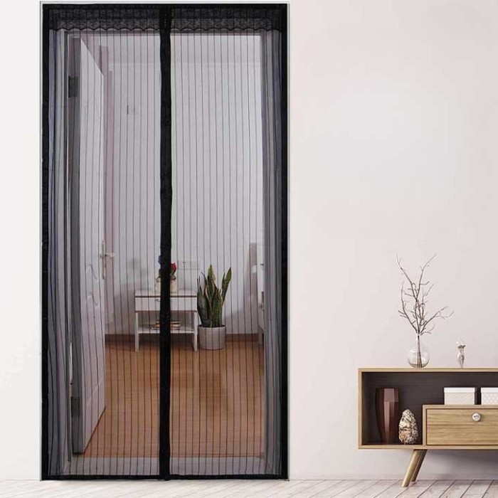 [TERMURAH] Tirai Magnet Mesh Tirai Pintu Magnet Anti Nyamuk 100 x 210 cm - Hitam